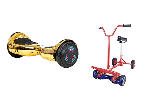 Self Balancing Segway : GOLD CHROME - ZIMX BLUETOOTH HOVERBOARD SEGWAY WITH LED WHEELS UL2272 CERTIFIED + HOVEBIKE RED