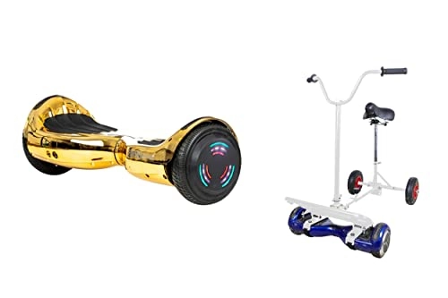 Self Balancing Segway : GOLD CHROME - ZIMX BLUETOOTH HOVERBOARD SEGWAY WITH LED WHEELS UL2272 CERTIFIED + HOVEBIKE WHITE