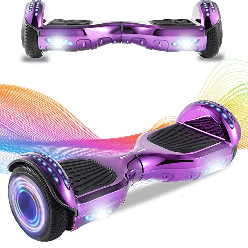 Self Balancing Segway : HappyBoard 6.5 Inch Hoverboard Electric Scooter, Bluetooth, Self-balancing Scooter, Skate Wheels with LED Light, 700 W Bluetooth Motor (S-Chrome Violet)