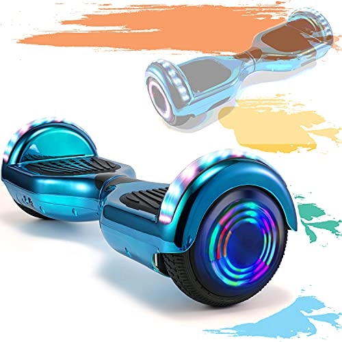 Self Balancing Segway : HappyBoard 6.5 Inch Self Balancing Balance Board Skate board Electric Scooter with LED Light, Bluetooth and Storage Bag for Kids and Adults (Camouflage Blue)