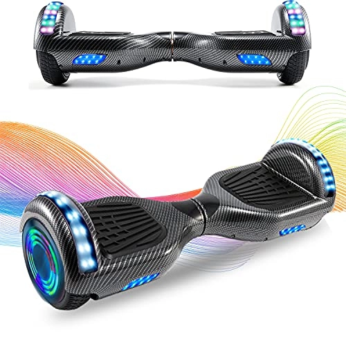 Self Balancing Segway : HappyBoard 6.5 Inch Self Balancing Balance Board Skate board Electric Scooter with LED Light, Bluetooth and Storage Bag for Kids and Adults (Chrome Blue)