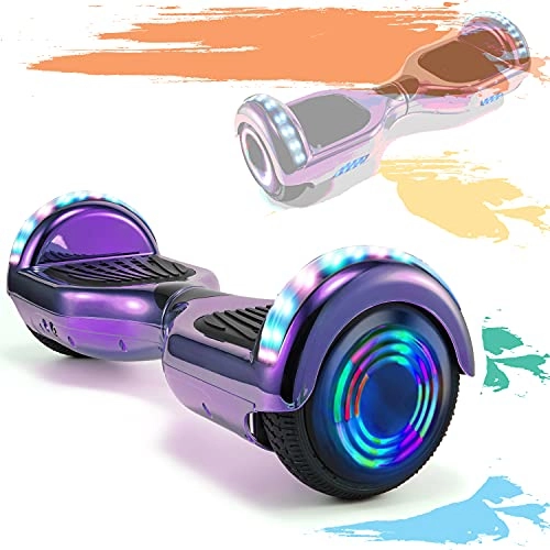 Self Balancing Segway : HappyBoard 6.5 Inch Self Balancing Balance Board Skate board Electric Scooter with LED Light, Bluetooth and Storage Bag for Kids and Adults (White)