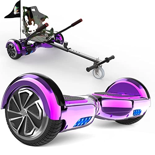 Self Balancing Segway : HITWAY 6.5” Hoverboards with Hoverkart, Basic Hoverboards with Bluetooth Go Kart, Powerful Motor with LED Indicator