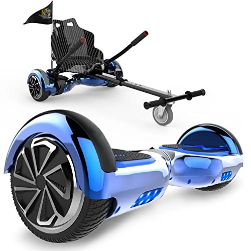 Self Balancing Segway : HITWAY 6.5” Hoverboards with Hoverkart, Basic Hoverboards with Go Kart, Bluetooth LED Indicator Powerful Motor