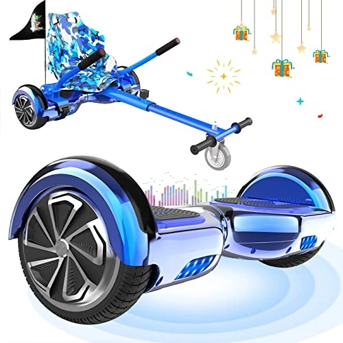 Self Balancing Segway : HITWAY 6.5” Hoverboards with Hoverkart, Hoverboards Bluetooth with Go kart, Smart Powerful Motor with LED Indicator, Gift for Kids