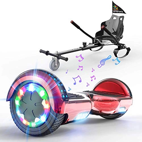 Self Balancing Segway : HITWAY Hoverboards go Kart Seat, 6.5 Inches Segway hoverkart with LED Lights and Bluetooth Speaker, Self Balance Scooter with Hoverkart, Best Christmas gifts for kids Boys Girls