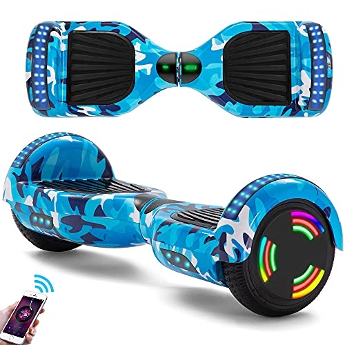 Self Balancing Segway : Hoverboard 6.5 Inch Bluetooth Self-Balancing Electric Scooters 2000mAh Battery LED Wheels Lights Skateboard With Key; Camouflage Blue