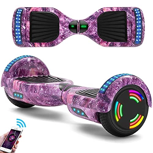 Self Balancing Segway : Hoverboard 6.5 Inch Galaxy Pink Self-Balancing Electric Scooters Bluetooth Speaker LED Lights 2Ah Battery 500W Motor Smart Skateboard With Key