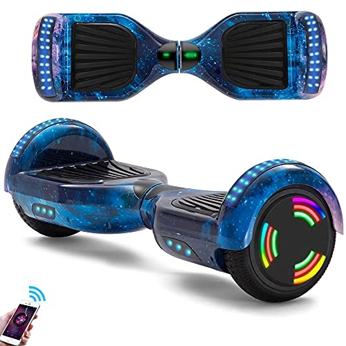 Self Balancing Segway : Hoverboard Galaxy Blue 6.5 Inch Self-Balancing Electric Scooters Bluetooth Speaker In Built LED Wheels Lights 500W Motor Smart Skateboard With Remote Key