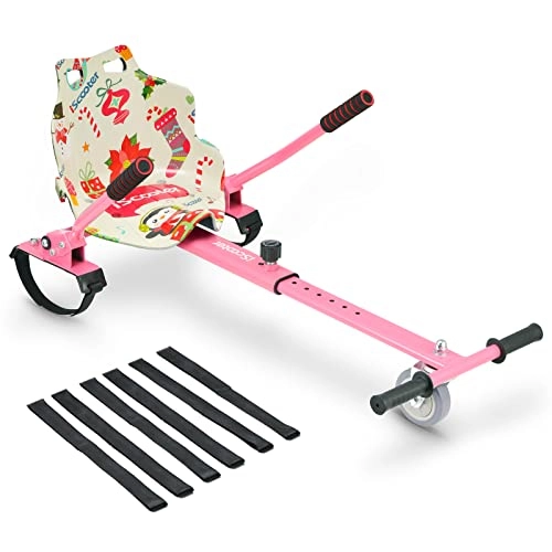 Self Balancing Segway : Hoverboard Go Kart - Hoverboard Seat for Self-Balancing Electric Scooters, Adjustable Gokart Frame Length Hoverboards Seat Attachment Fits 6.5 8 10 Inch with Hoverboard Velcro Straps (Christmas-pink)