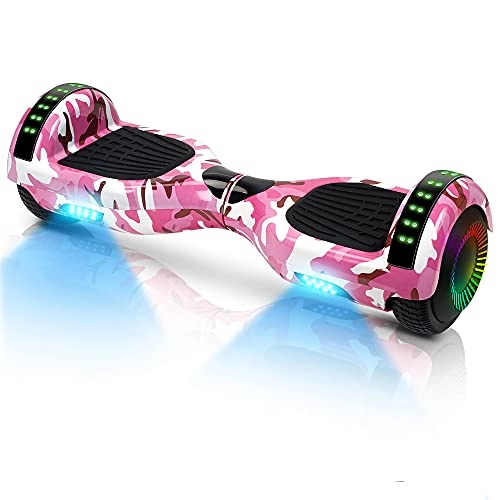 Self Balancing Segway : Hoverboard-Hoverboard for Kids, 6.5-Inch Two-Wheel Self-Balancing Hoverboard, With Bluetooth and LED Flashing Lights, Suitable for Children Aged 6-12 (Pink camouflage)