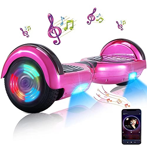 Self Balancing Segway : Hoverboard—Hoverboard for Kids, 6.5" Two Wheel Self Balancing Hoverboards with Bluetooth and Lights for Adults, UL 2272 Certified Hover Board for Kids Ages 6-12 (Pink)