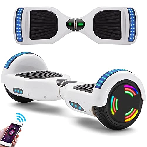 Self Balancing Segway : Hoverboard White 6.5 Inch Bluetooth Self-Balancing Electric Scooters 2000mAh Battery LED Wheels Lights 500W Motor Smart Skateboard With Key