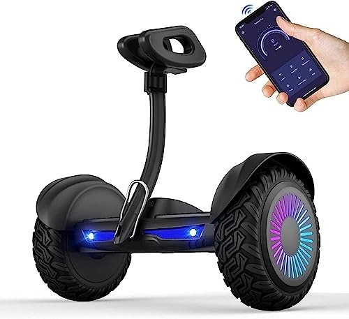 Self Balancing Segway : Hoverboards 700W Self Balancing Scooter for Teenagers, 10" All Terrain Smart Self-Balancing Electric Scooter with Led Lights, Electric Scooter Hoverboard with Steering Bar, 13 Miles Range, 10 Mph Top Spee