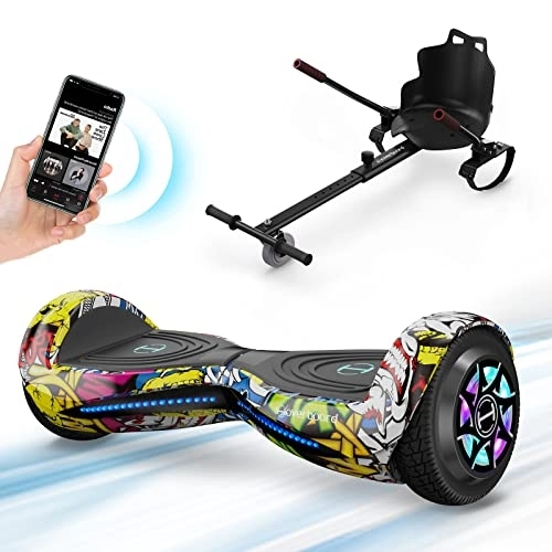 Self Balancing Segway : Hoverboards for Kids, iHoverboard H1 6.5" Two-Wheel Self Balancing, Smart Hoverboards with Bluetooth, Speaker, Flash LED Lights Hoverboards for Boys Girls Gift
