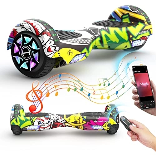 Self Balancing Segway : Hoverboards for Kids, iHoverboard H1 6.5" Two-Wheel Self Balancing, Smart Hoverboards with Bluetooth - Speaker - Flash LED Lights Hoverboards for Boys Girls Gift