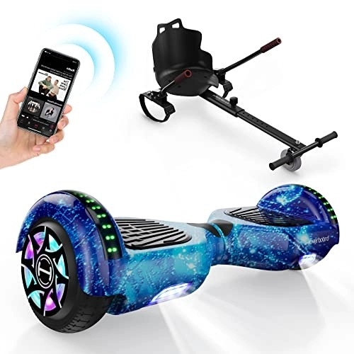 Self Balancing Segway : Hoverboards with Go-Kart Bundle, H1 All Terrain Hoverboards with Seat, Go Kart 6.5 inch, Self Balancing with Bluetooth Speaker & LED lights Hoverboard Set Gift for Kids