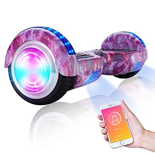 Self Balancing Segway : HUAXUN Hoverboard Self Balancing Scooter 6.5" Wheel Electric Scooter Powerful Motor with Bluetooth Speaker and LED Lights Best Gift for Kids Adults (Star powder)