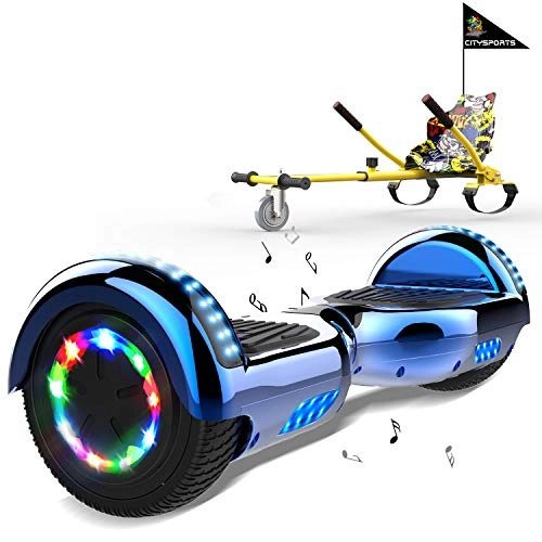 Self Balancing Segway : MARKBOARD Hoverboards Go kart, 6.5" Self Balancing Electric Scooter, with LED Lights and Bluetooth Speaker, 2x350W Motor Power hoverboards, with Go-kart Seat for Children and Teenagers