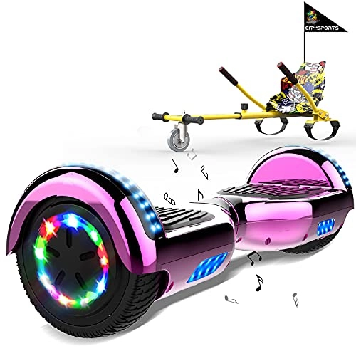 Self Balancing Segway : MARKBOARD Hoverboards with go kart, Hoverboards with seat, with Hoverkart 6.5 inch Hoverboards for kids, Built-in Colorful Wheel LED Lights, with Go-kart Seat Suitable for kids and Teenagers