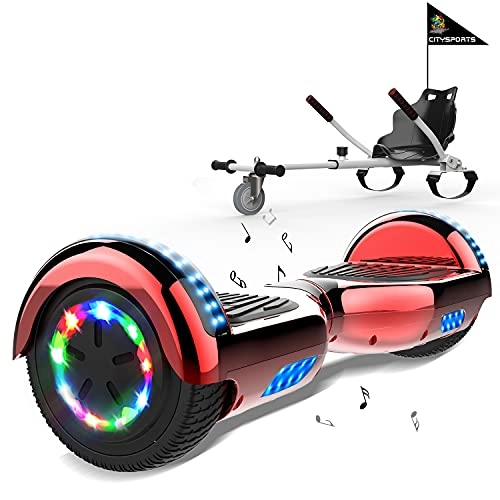 Self Balancing Segway : MARKBOARD Self Balancing Scooter, Self Balance Scooter with Hoverkart 6.5" Hoverboards for kids, Built-in Colorful Wheel LED Lights, with Go-kart Seat Suitable for kids and Teenagers