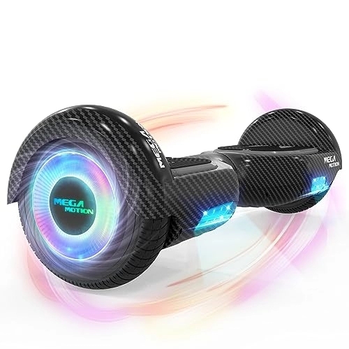 Self Balancing Segway : Mega Motion Hoverboards for kids, 6.5 Inch Two-Wheel Self Balancing Electric Scooter with Bluetooth Speaker, with LED Lights, Gift for Children and Teenager, carbon black (HY-A03)