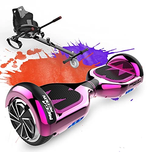 Self Balancing Segway : Mega Motion Hoverboards go karts attachment, Self Balance Scooter with Hoverkart 6.5 Inches Hoverboard for kids, with Bluetooth Speaker and LED Lights, Gift for Adult and Kids (ROSE-Carbon)