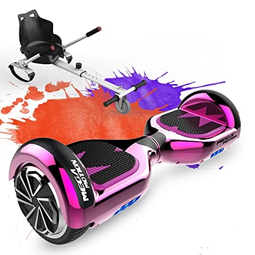 Self Balancing Segway : Mega Motion Hoverboards go karts attachment, Self Balance Scooter with Hoverkart 6.5 Inches Hoverboard for kids, with Bluetooth Speaker and LED Lights, Gift for Adult and Kids (ROSE-WHITE)