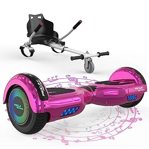Self Balancing Segway : MEGA MOTION Hoverboards with Hoverkart for kids, 6.5 Inch Two-Wheel Self Balancing Electric Scooter with Bluetooth Speaker, with LED Lights, Gift for Children and Teenager