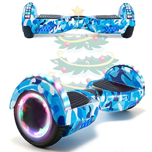 Self Balancing Segway : MJK 6.5'' Hoverboard Self Balancing Electric Scooter Off Road Electric Scooter Segway with Bluetooth, UK Charger and LED Lights for Kids and Adults (Camouflage Blue)