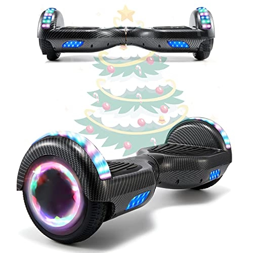Self Balancing Segway : MJK 6.5'' Hoverboard Self Balancing Electric Scooter Off Road Electric Scooter Segway with Bluetooth, UK Charger and LED Lights for Kids and Adults (Carbon Black)