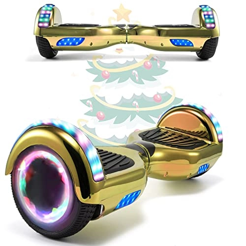 Self Balancing Segway : MJK 6.5'' Hoverboard Self Balancing Electric Scooter Off Road Electric Scooter Segway with Bluetooth, UK Charger and LED Lights for Kids and Adults (Chrome Gold)