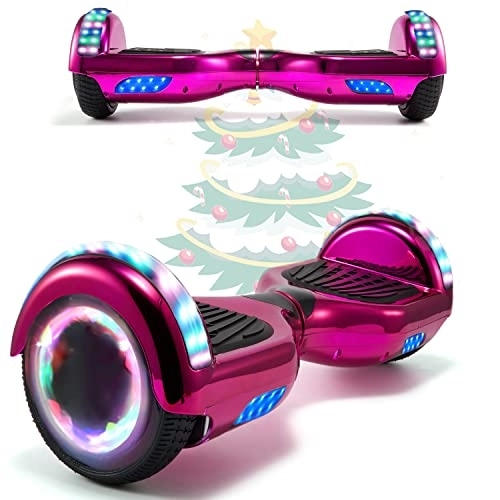 Self Balancing Segway : MJK 6.5'' Hoverboard Self Balancing Electric Scooter Off Road Electric Scooter Segway with Bluetooth, UK Charger and LED Lights for Kids and Adults (Chrome Pink)