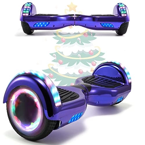Self Balancing Segway : MJK 6.5'' Hoverboard Self Balancing Electric Scooter Off Road Electric Scooter Segway with Bluetooth, UK Charger and LED Lights for Kids and Adults (Chrome Purple)