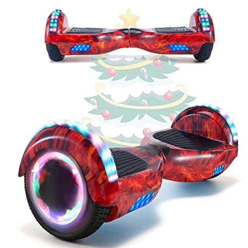 Self Balancing Segway : MJK 6.5'' Hoverboard Self Balancing Electric Scooter Off Road Electric Scooter Segway with Bluetooth, UK Charger and LED Lights for Kids and Adults (Flame Red)