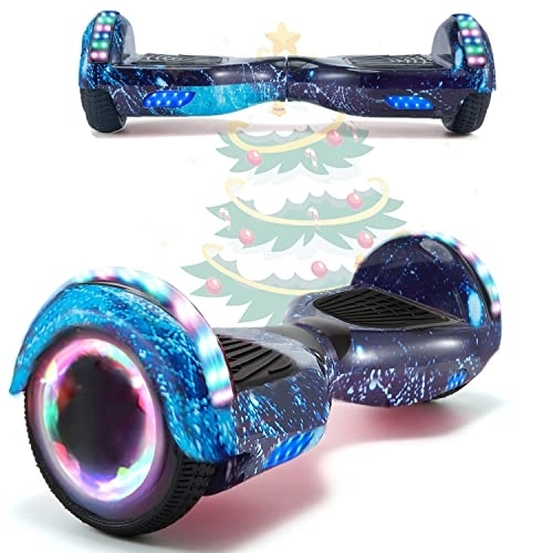 Self Balancing Segway : MJK 6.5'' Hoverboard Self Balancing Electric Scooter Off Road Electric Scooter Segway with Bluetooth, UK Charger and LED Lights for Kids and Adults (Galaxy Blue)