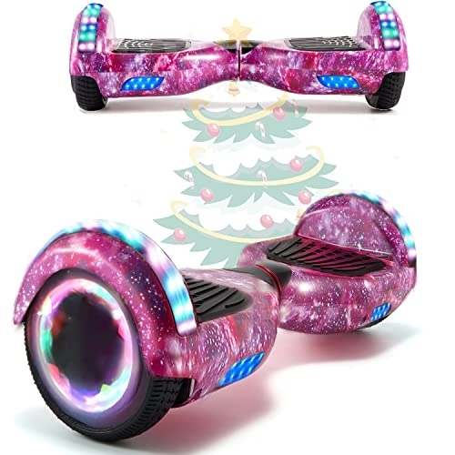 Self Balancing Segway : MJK 6.5'' Hoverboard Self Balancing Electric Scooter Off Road Electric Scooter Segway with Bluetooth, UK Charger and LED Lights for Kids and Adults (Galaxy Pink)