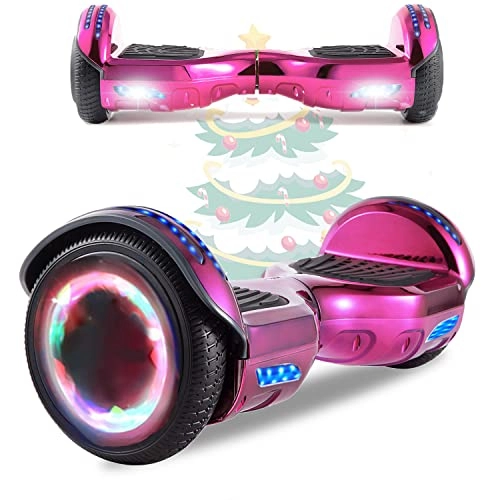 Self Balancing Segway : MJK 6.5'' Hoverboard Self Balancing Electric Scooter Off Road Electric Scooter Segway with Bluetooth, UK Charger and LED Lights for Kids and Adults (S-Chrome Pink)