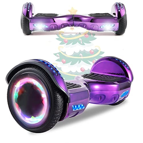 Self Balancing Segway : MJK 6.5'' Hoverboard Self Balancing Electric Scooter Off Road Electric Scooter Segway with Bluetooth, UK Charger and LED Lights for Kids and Adults (S-Chrome Purple)
