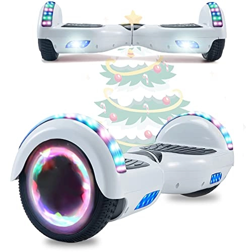 Self Balancing Segway : MJK 6.5'' Hoverboard Self Balancing Electric Scooter Off Road Electric Scooter Segway with Bluetooth, UK Charger and LED Lights for Kids and Adults (White)