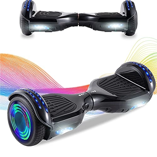 Self Balancing Segway : MJK 6.5'' Hoverboard Self Balancing Electric Scooter Off Road with Bluetooth, UK Charger and LED Lights for Kids and Adults S-Black