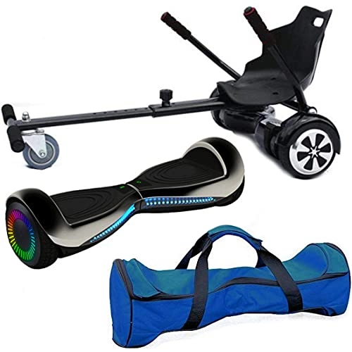 Self Balancing Segway : Nero Sport Chic Bluetooth 6.5" Hover Scooter Board Self Balance with Hoverkart Go-Kart attachment bundle combo - Includes carry bag (Black)