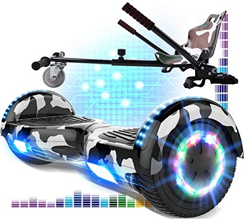 Self Balancing Segway : RCB Hoverboard and kart bundle for kids Segway with hoverkart set Electric scooter skateboard with bluetooth scooter bluetooth and LED lights Solid seat and toy for children