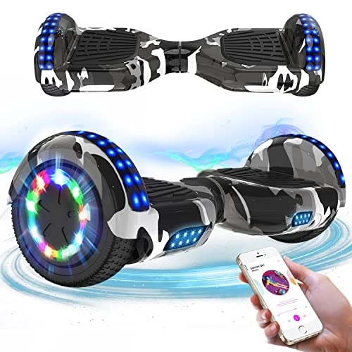 Self Balancing Segway : RCB Hoverboards for Kids and Adults 6.5 inch, Segways with Bluetooth - Speaker - Colorful LED Lights, Hover Board Gift for Kids and Teenager, Army Green (ESU010)