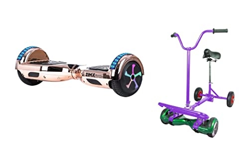 Self Balancing Segway : ROSE GOLD CHROME - ZIMX BLUETOOTH HOVERBOARD SEGWAY WITH LED WHEELS UL2272 CERTIFIED + HOVEBIKE PURPLE