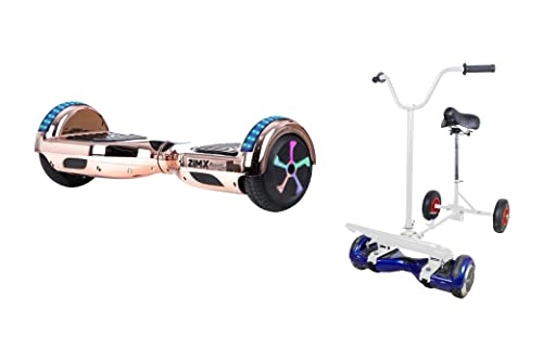Self Balancing Segway : ROSE GOLD CHROME - ZIMX BLUETOOTH HOVERBOARD SEGWAY WITH LED WHEELS UL2272 CERTIFIED + HOVEBIKE WHITE