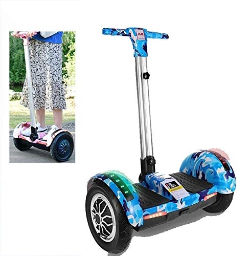 Self Balancing Segway : SCYMYBH Hoverboard 10" Smart Self Balance Scooter With Wireless Remote Control And Adjustable Length Safety Handrail, With Bluetooth Speaker (Color : Blue)