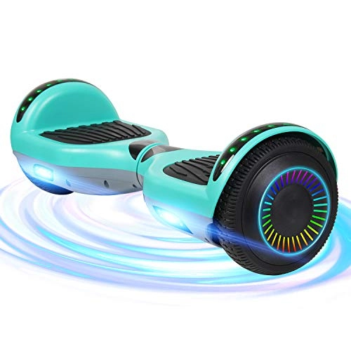 Self Balancing Segway : SISIGAD Hoverboard 6.5 Inch Self Balancing Electric Scooter with Bluetooth Speaker and LED Lights for Kids Ages 6-12, Kids Hover Board (Green-Grey)