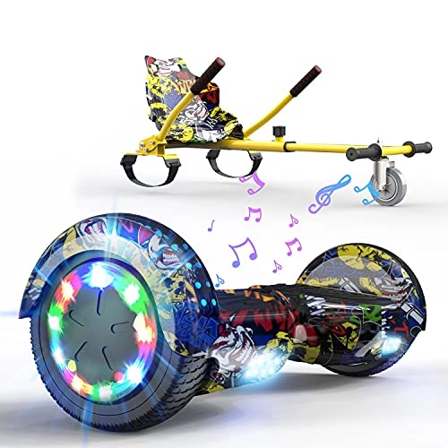 Self Balancing Segway : SOUTHERN-WOLF Hoverboard go Kart, Self Balance Scooter with Hoverkart 6.5 Inches Hoverboards for kids LED with Lights and Bluetooth Speaker Best Gifts for Kids Self Balancing Scooter 6.5"(Hip-hop)