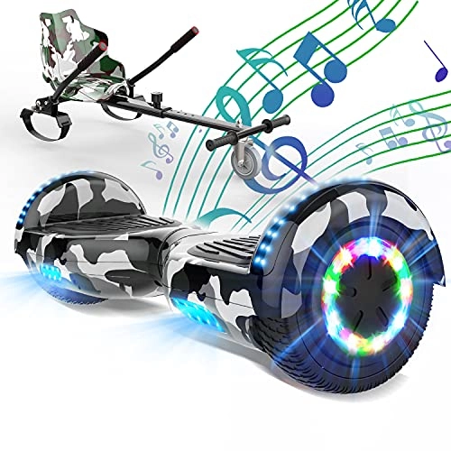 Self Balancing Segway : SOUTHERN WOLF Hoverboards with go kart, Hoverboards with seat, 6.5 Inch Bluetooth Speaker Scooter Hoverboards, Built-in Colorful Wheel LED Lights, with Go-kart Seat Suitable for kids and Teenagers